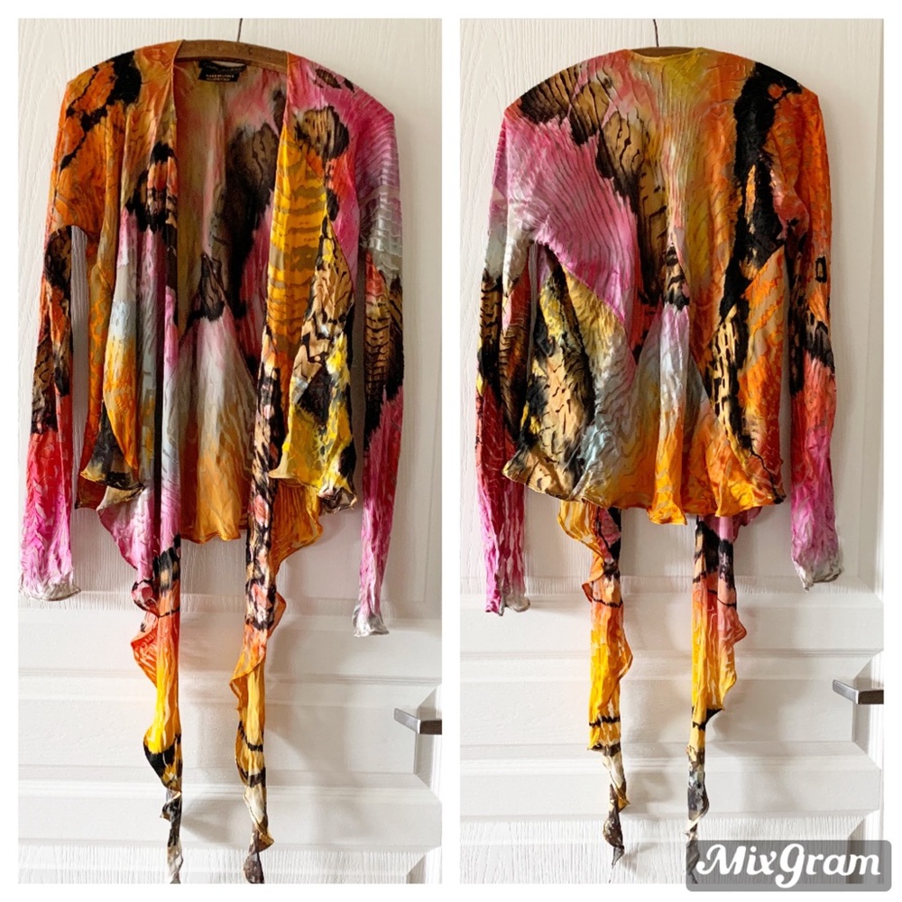 Carter Shibori Open Front Silk Top Art to Wear